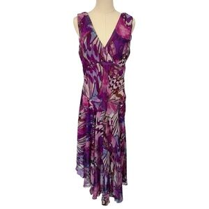 Dress Barn Sleeveless Midi Dress Sz 10 Purple Flowy Crossover V-Neck Pretty EUC